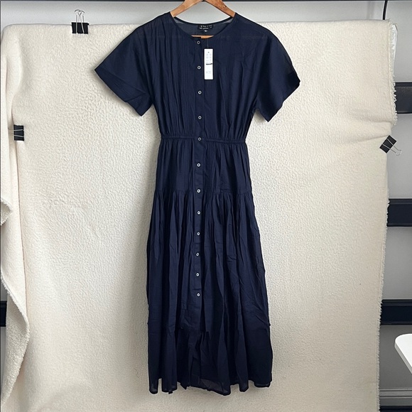 J Crew Navy Blue Pintuck shirtdress in cotton voile Womens XXS - Picture 2 of 5